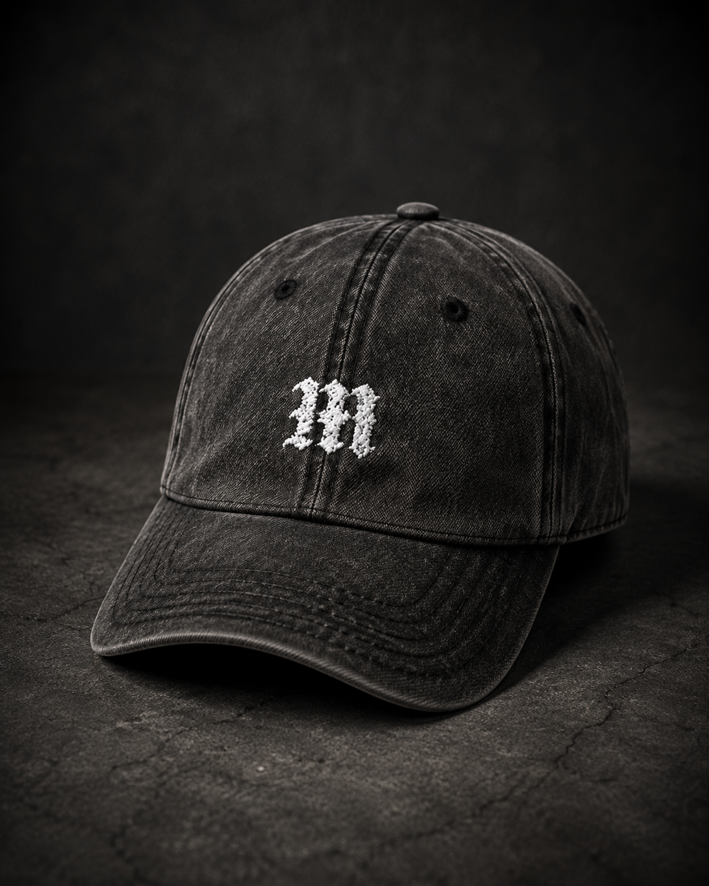 MIDNIGHT Vintage Washed Embroidered Cap – Cotton Streetwear Hat