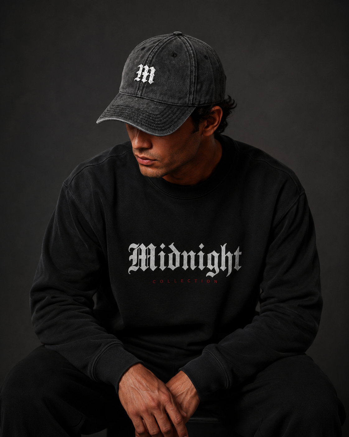 MIDNIGHT Vintage Washed Embroidered Cap – Cotton Streetwear Hat