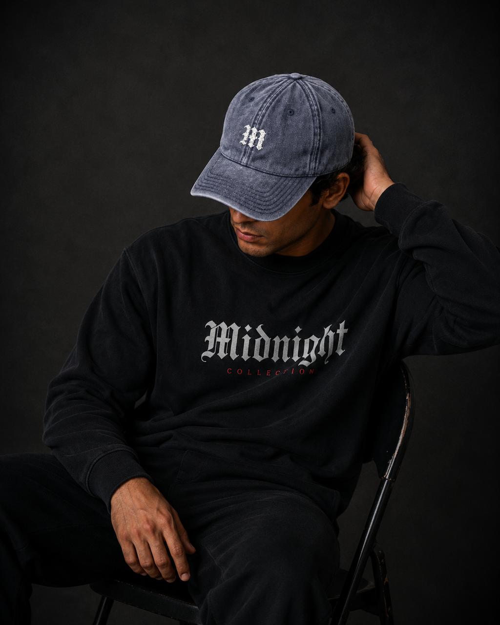 MIDNIGHT Vintage Washed Embroidered Cap – Cotton Streetwear Hat