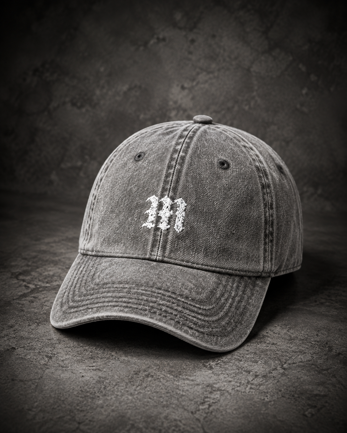 MIDNIGHT Vintage Washed Embroidered Cap – Cotton Streetwear Hat