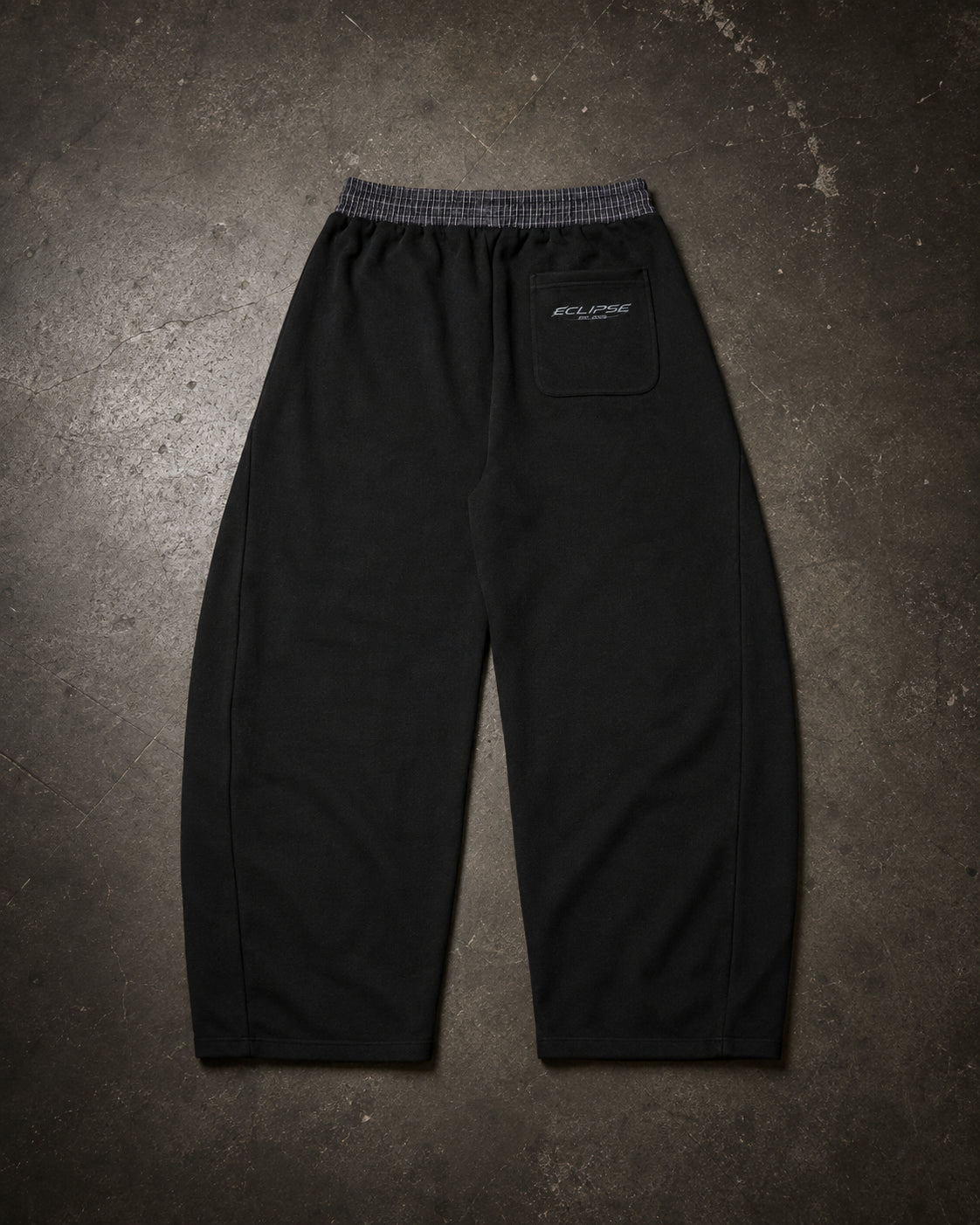 ECLIPSE Plaid-Waist Barrel Joggers – Baggy Streetwear Sweatpants