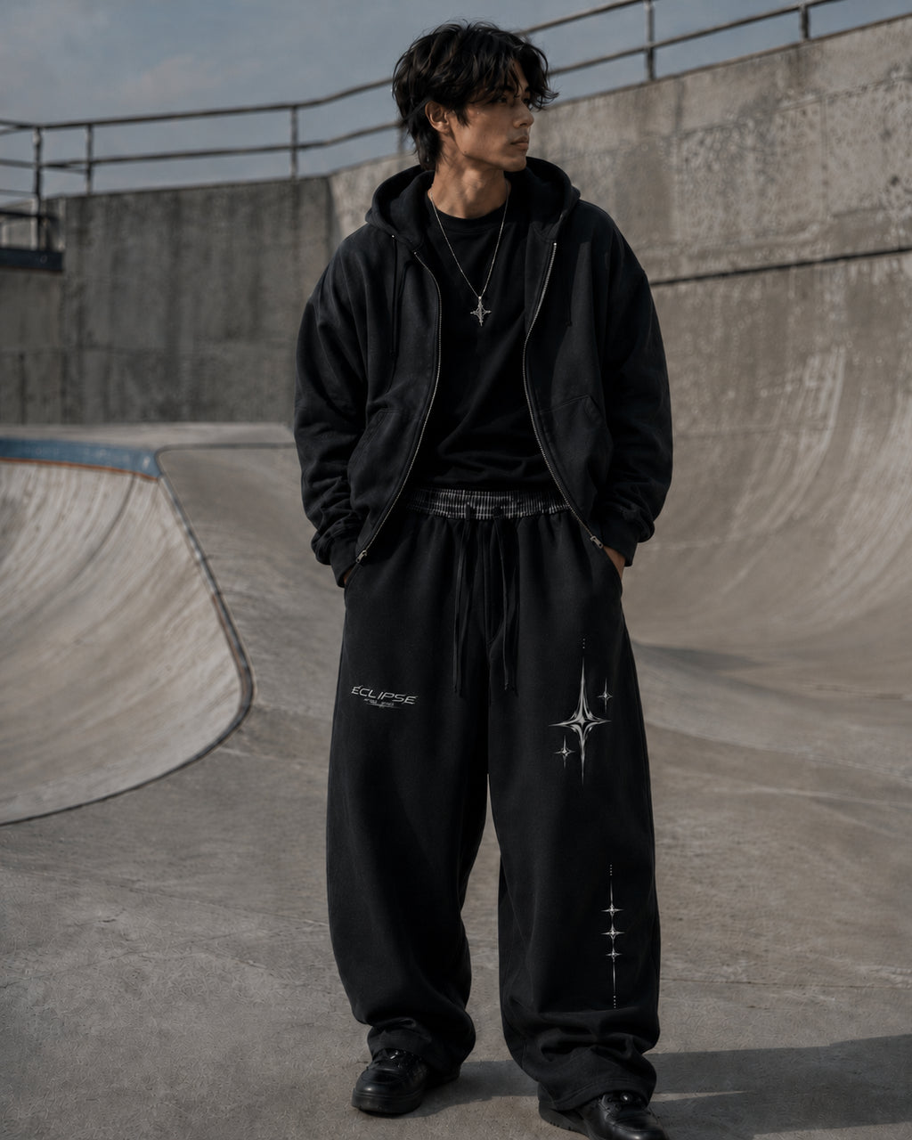 ECLIPSE Plaid-Waist Barrel Joggers – Baggy Streetwear Sweatpants